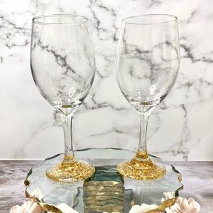 Gold Wine Glass Set / Wine Glasses / Gift Idea